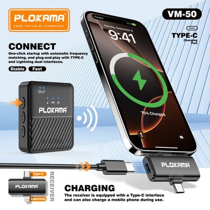 Plokama VM-50 Wireless Lavalier Microphone for Android & iPhone