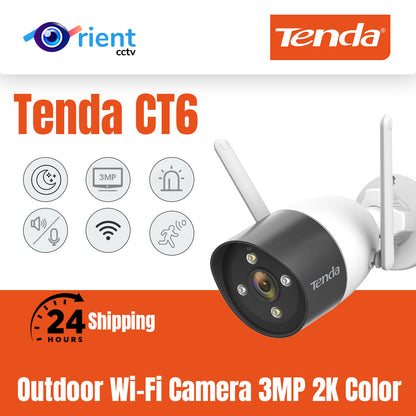 Tenda CT6 Outdoor Wi-Fi Camera 3MP 2K Color View Two Wat Talk Human Detection