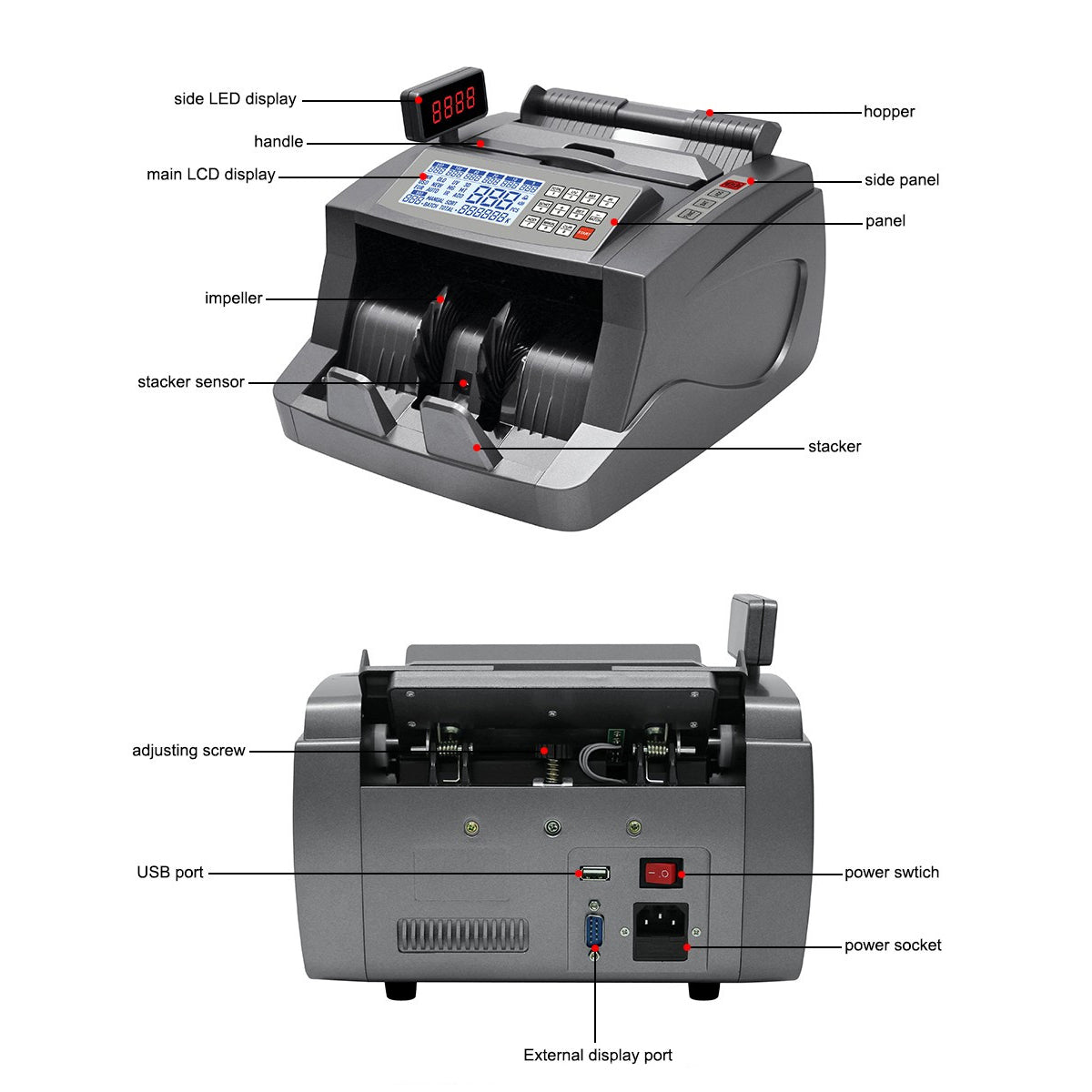 Speed-X SP-640 Advanced Cash Counting Machine with Side Digital Display & Fake Note Detection