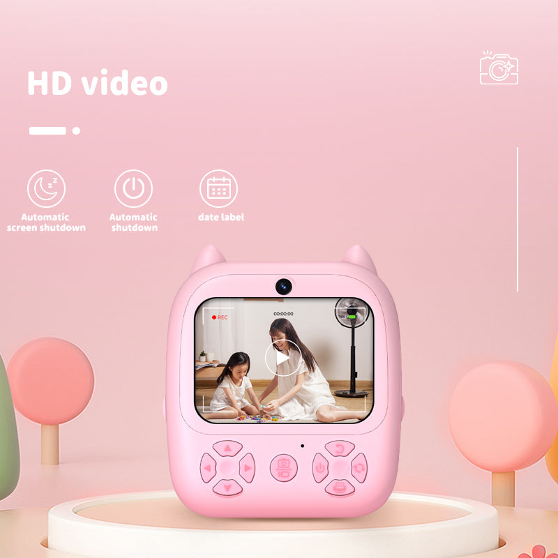 D8S Kids Digital Camera with Front & Rear Cameras, 1080P Video & Thermal Printing – Pink