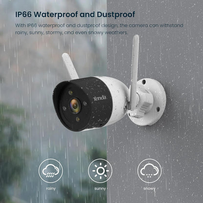 Tenda CT6 Outdoor Wi-Fi Camera 3MP 2K Color View Two Wat Talk Human Detection