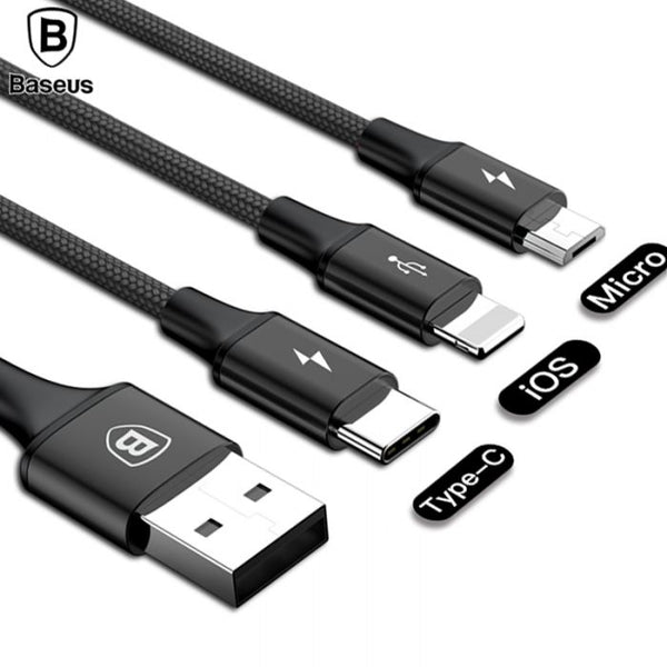 Baseus Rapid Series USB 3-in-1 cable 1.2m For IP+Micro+Type-C