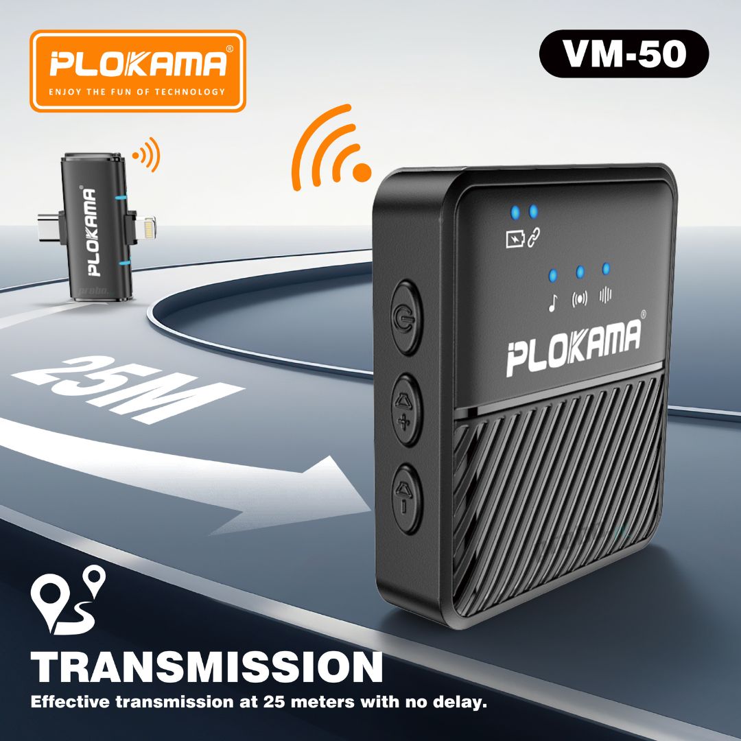 Plokama VM-50 Wireless Lavalier Microphone for Android & iPhone