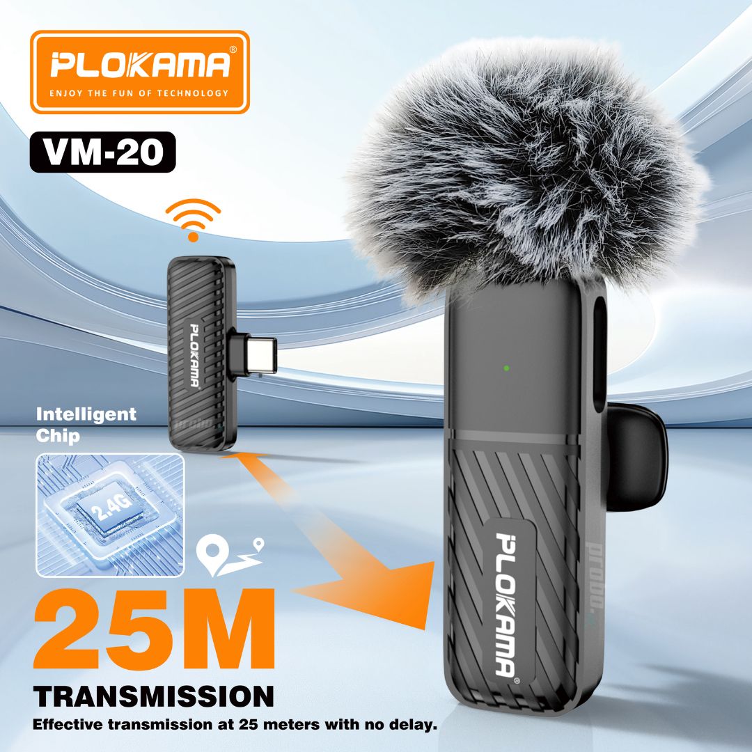 Plokama VM-20 Wireless Dual Lavalier Microphone for Android & iPhone