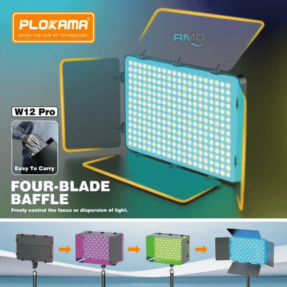 Plokama W12 Pro 30W RGB Photography Video Light – 8000mAh Battery