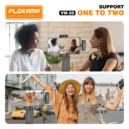 Plokama VM-20 Wireless Dual Lavalier Microphone for Android & iPhone