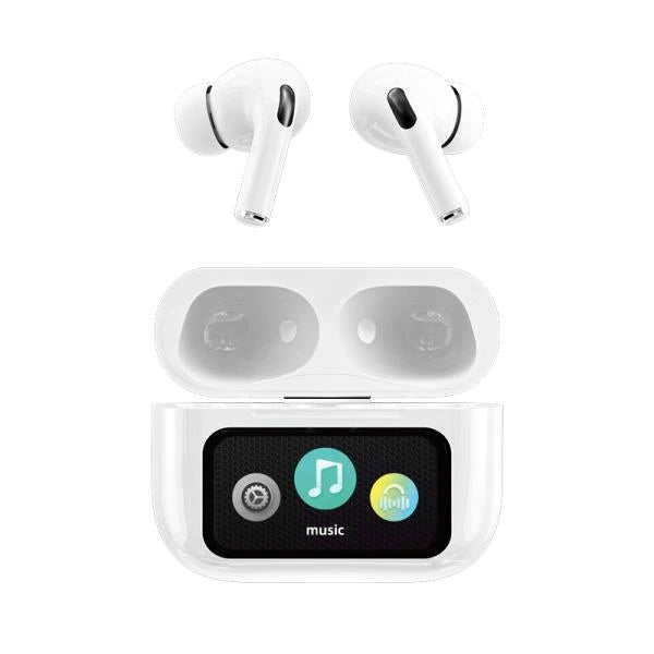 A9 PRO APP ANC/ENC DISPLAY TOUCH CONTROL BT 5.4 Wireless EARBUDS WITH ZWSVIBE APP WHITE