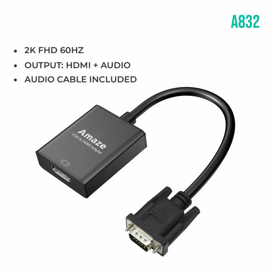 AMAZE VGA TO HDMI ADAPTER WITH AUDIO A832