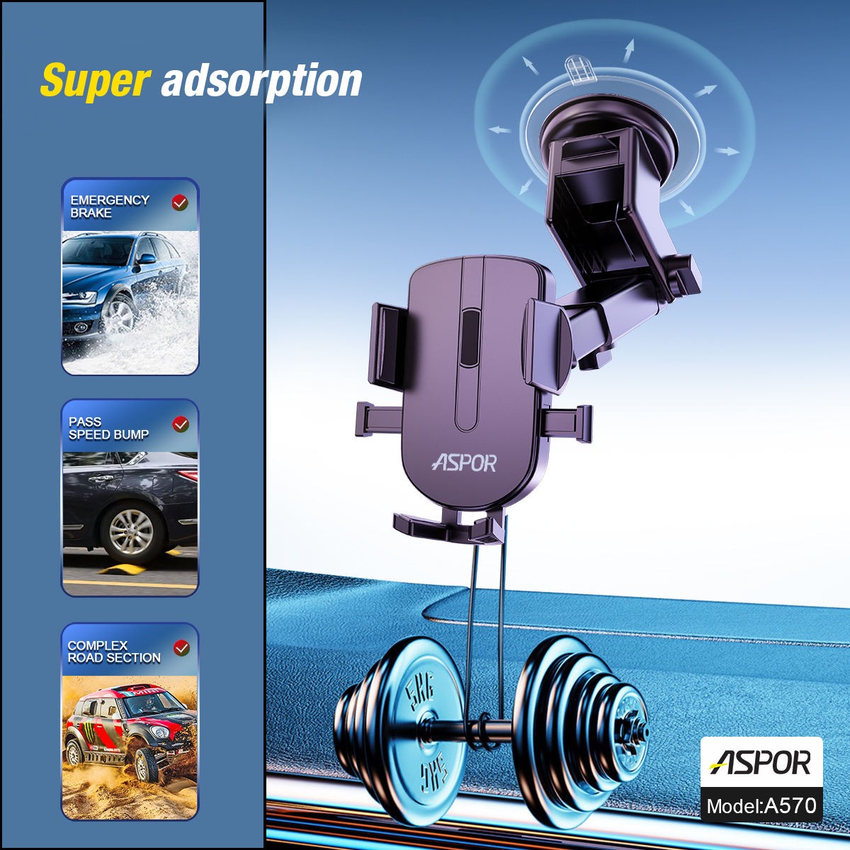 Aspor A570 360° Rotatable Car Phone Holder
