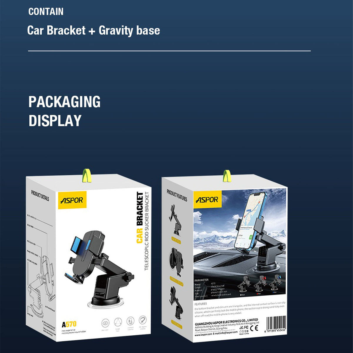 Aspor A570 360° Rotatable Car Phone Holder