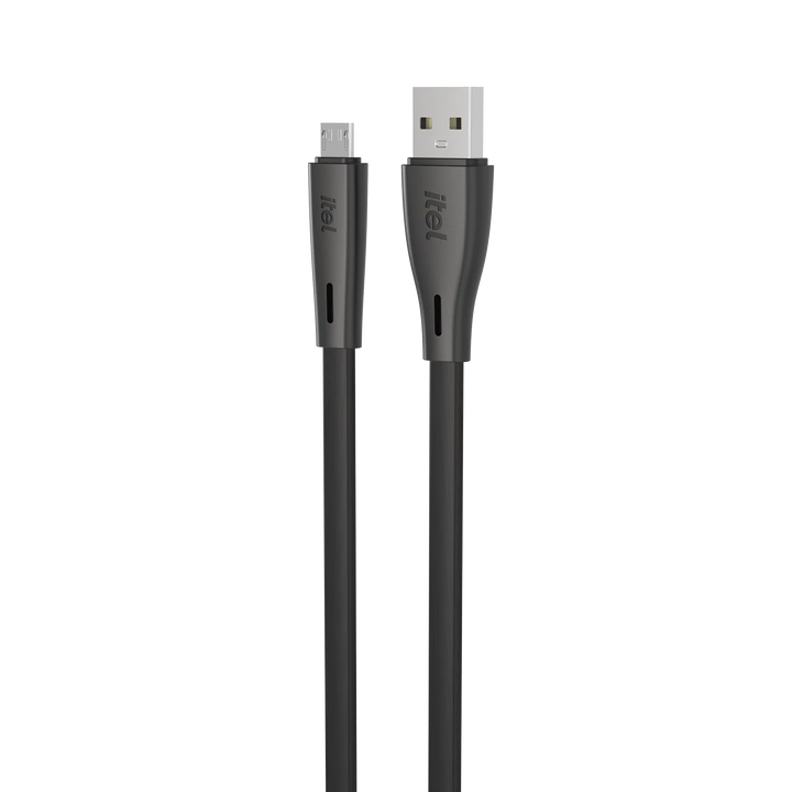 Black USB cable with connectors on a white background