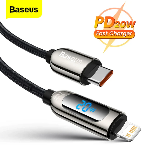 Baseus Display Fast Charging Data Cable Type-C to IP 20W 2m Black