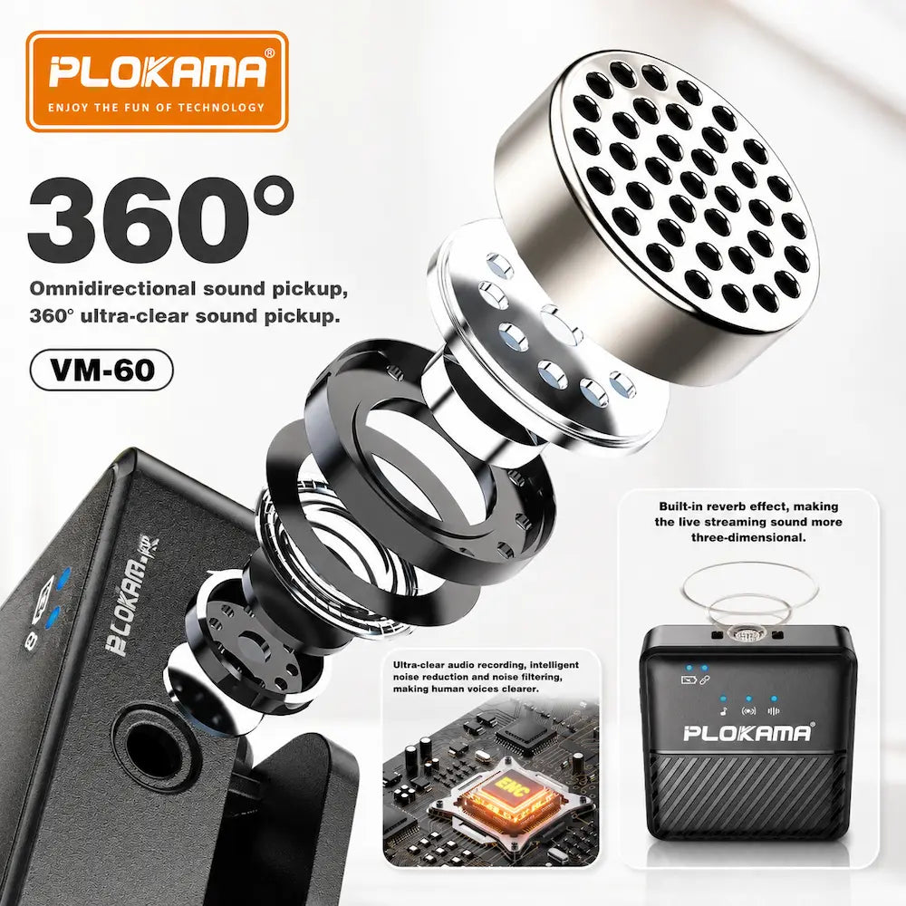Plokama VM60 Dual Wireless Microphone for Mobile Recording