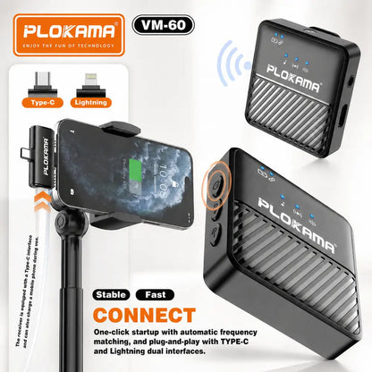 Plokama VM60 Dual Wireless Microphone for Mobile Recording