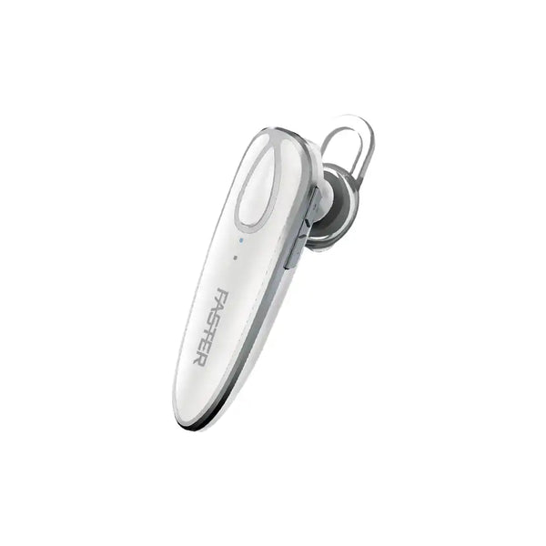 White Bluetooth headset on a white background