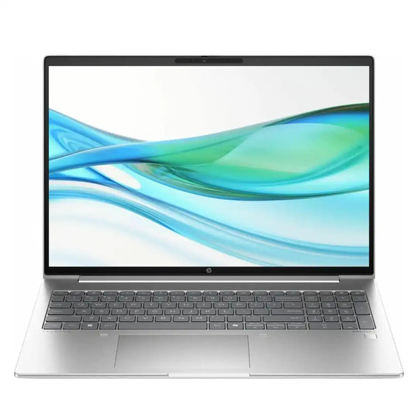Laptop with a colorful display on a white background