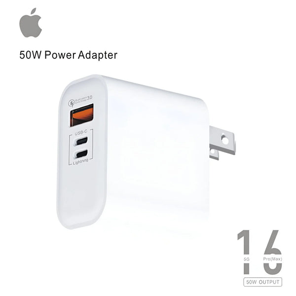 Iphone 16 Pro Max 50w Power Adapter With 3 Ports ( Usb-a Usb-c Or Lightning 