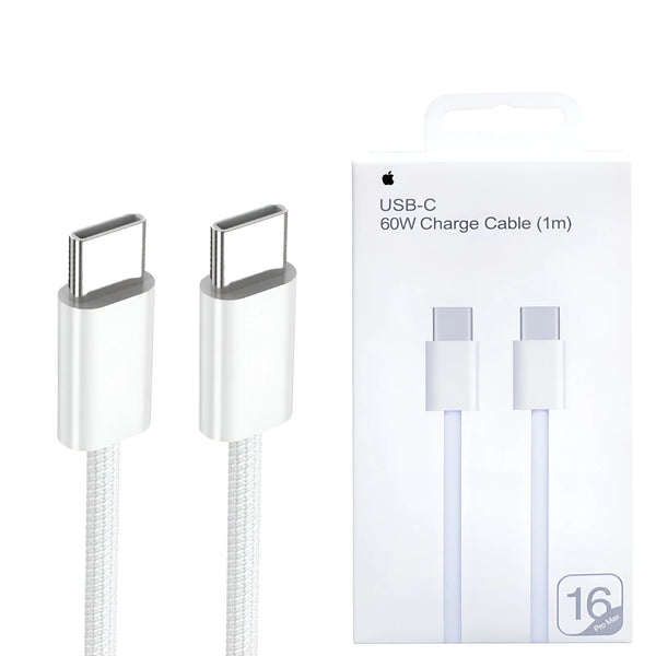 Iphone 16 Pro Max 60w Type C To C Pd Fast Charging Nylon Cable (1m) With Big Packing