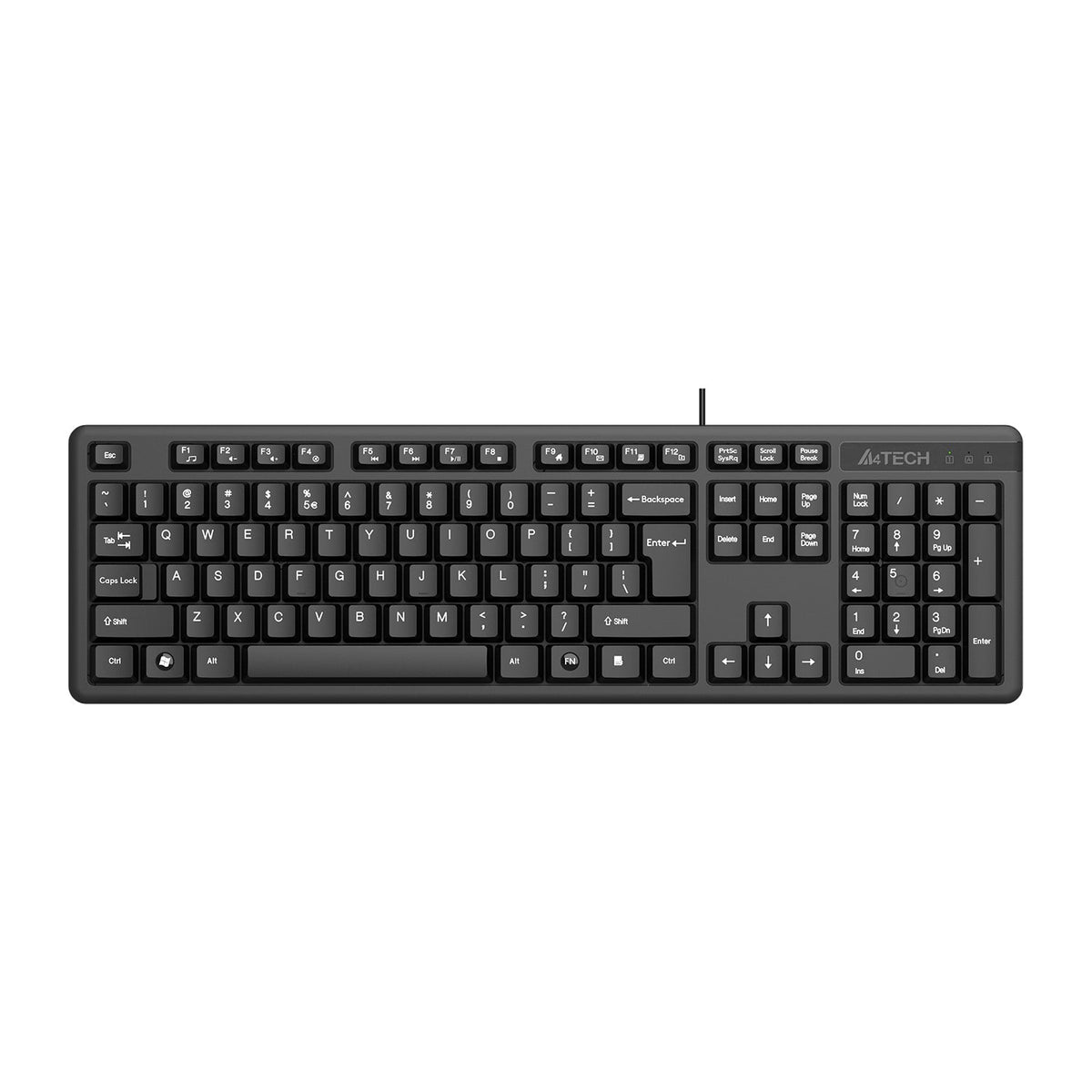 A4Tech KK-3 Wired Multimedia Keyboard – Silicon Membrane, Laser-Inscribed Keys & Splash-Proof Design