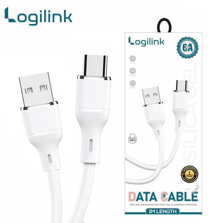 Logilink Type C To Type C Silicone Fast Charging Data Cable 1m (1 Year Warranty) White