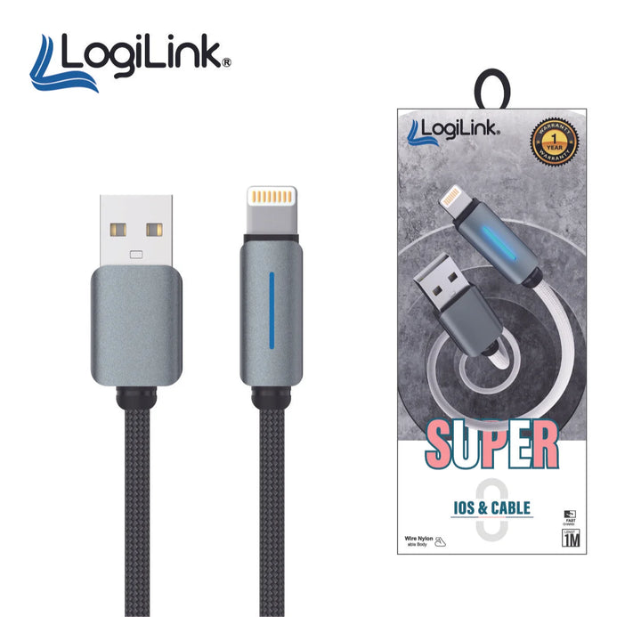 Logilink Usb To Lightning Nylon Fast Charging Data Cable 1m 1 Year Warranty Black