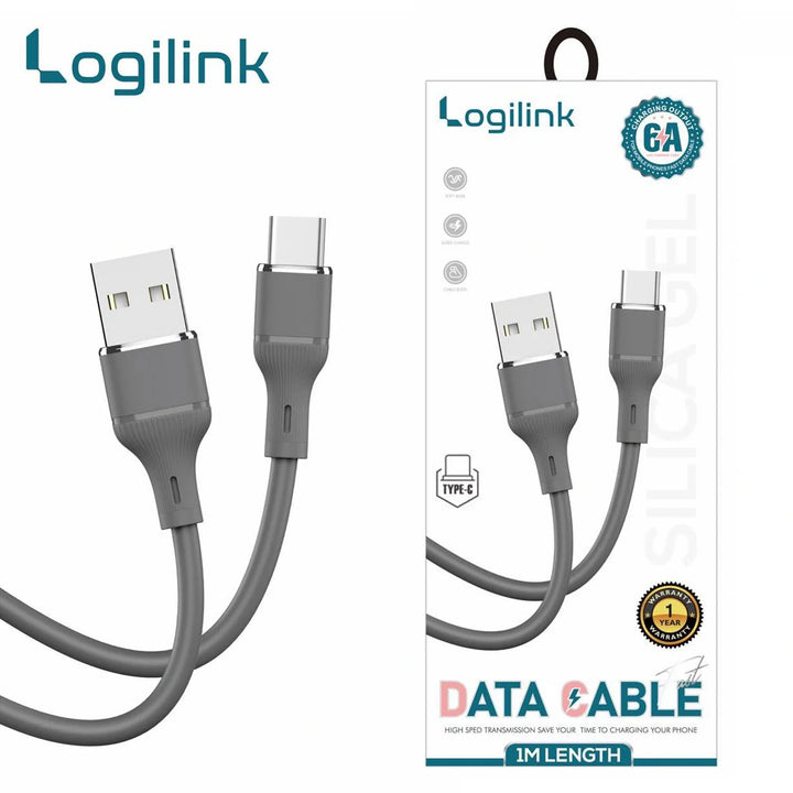 Logilink Usb To Micro Silicone Fast Charging Data Cable 1m (1 Year Warranty) Grey