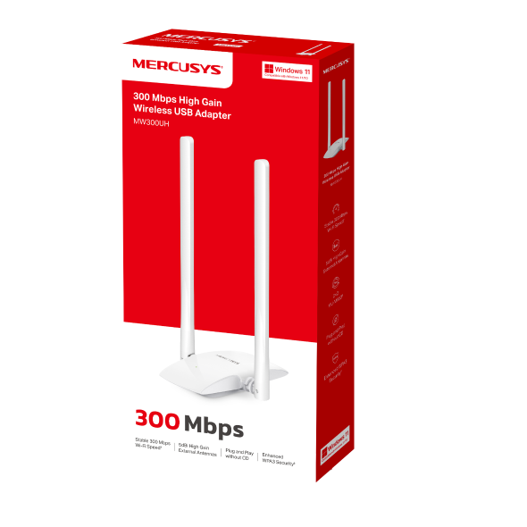 Mercusys MW-300UH 300Mbps High-Gain USB Wi-Fi Adapter