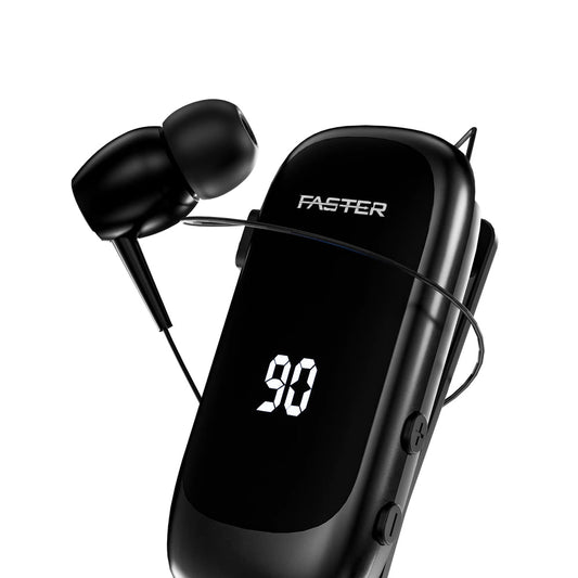 FASTER Mono Clip R12 Pro Handsfree – Bluetooth 5.4, 20H Talk Time, Fast Charging & LED Display