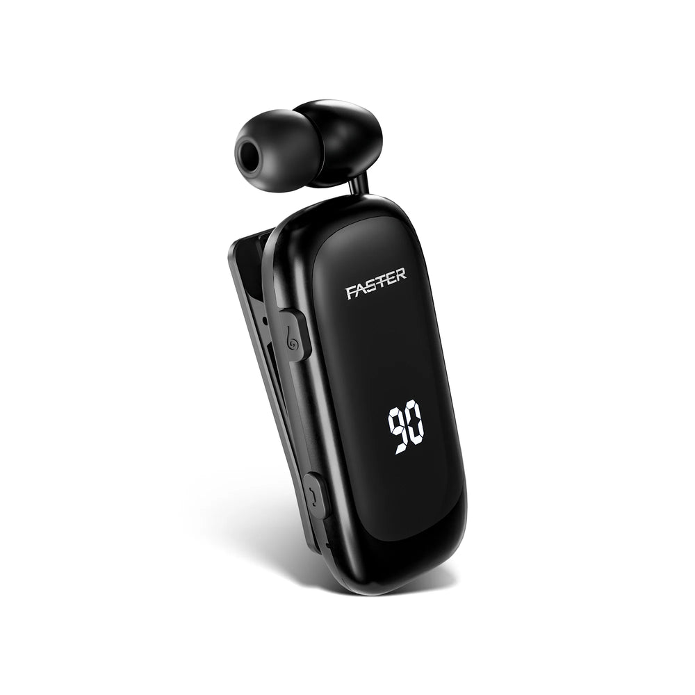 FASTER Mono Clip R12 Pro Handsfree – Bluetooth 5.4, 20H Talk Time, Fast Charging & LED Display