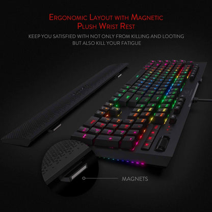 Redragon BRAHMA K-586 Mechanical Gaming Keyboard – Brown Switches, 9 Macro Keys, 4 Multimedia Shortcuts & Spill-Resistant Design