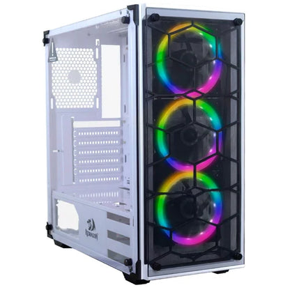 REDRAGON WHEEL JACK GC-606 White Gaming PC Case – 3 RGB Fans, Tempered Glass Side Panel & RGB Control Box