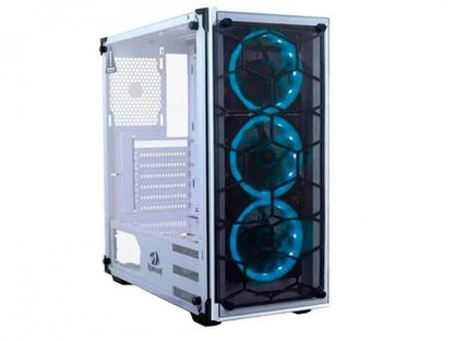 REDRAGON WHEEL JACK GC-606 White Gaming PC Case – 3 RGB Fans, Tempered Glass Side Panel & RGB Control Box