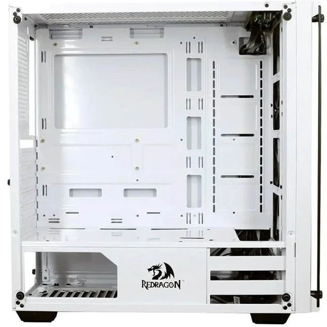 REDRAGON WHEEL JACK GC-606 White Gaming PC Case – 3 RGB Fans, Tempered Glass Side Panel & RGB Control Box