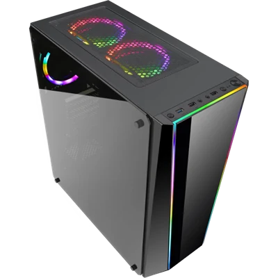 REDRAGON TAILGATE GC-702 RGB Gaming PC Case – Triple Tempered Glass Panels, 5 RGB Fans & ATX Support
