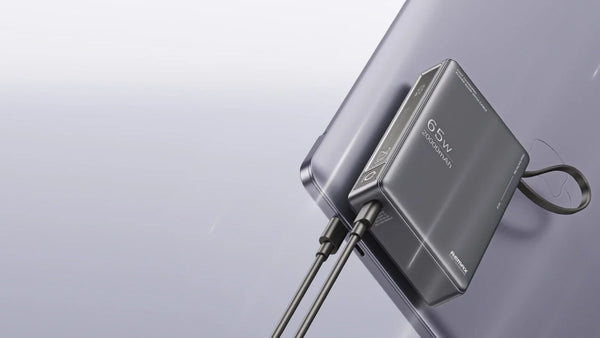Remax Rpp-87 Wingle Series 65w+22.5w Laptop And Moblie Fast Charging Power Bank 20000 Mah Gray & White