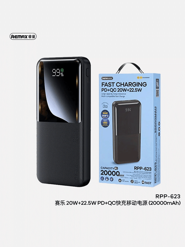 Remax Rpp-623 Power Bank 20000mah 20w+22.5w Pd+Qc Black