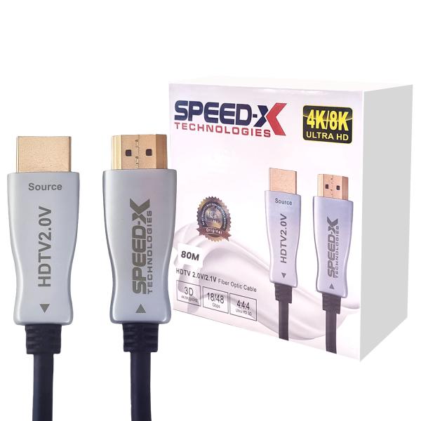 SPEED-X 80M FIBER HDMI CABLE 2.0/2.1 AOC(ACTIVE OPTICAL CABLE) 30AWG COPPER SUPPORT 4K 8K UHD (FULL LENGTH)