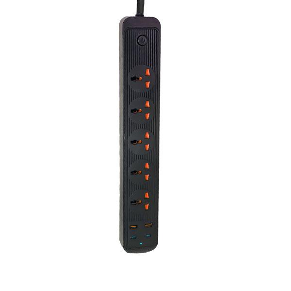 Speed-X 504PU Power Strip, 5 Sockets + 2 USB + 2 Type-C, 2m