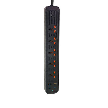 Speed-X 504PU Power Strip, 5 Sockets + 2 USB + 2 Type-C, 2m