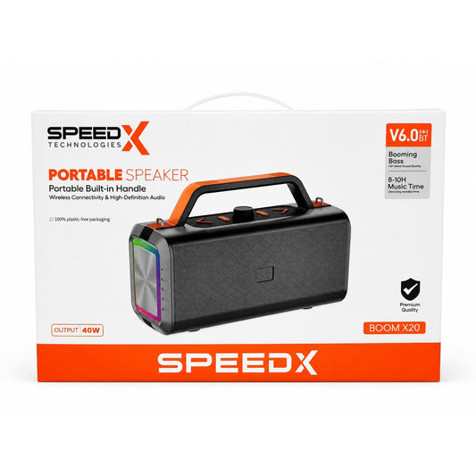 Speed-X Boom X20 40W RGB Bluetooth Speaker with Aluminium Alloy Body