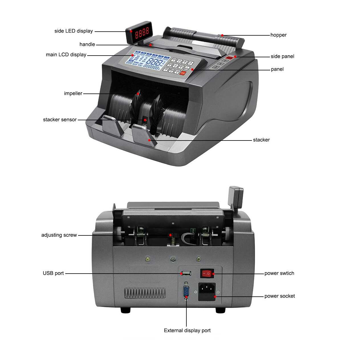 Speed-X SP-640 Cash Counting Machine with Side Display and Fake Note Detection