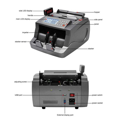 Speed-X SP-640 Cash Counting Machine with Side Display and Fake Note Detection