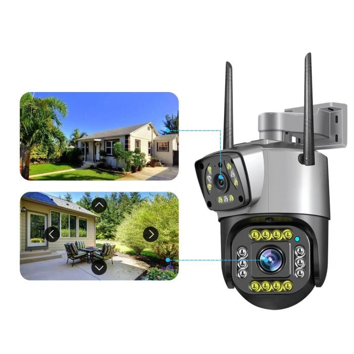 Speed-x (spz-702) 2 Camera Lens Wifi Outdoor 4mp Color Night Vision With V380 Pro App