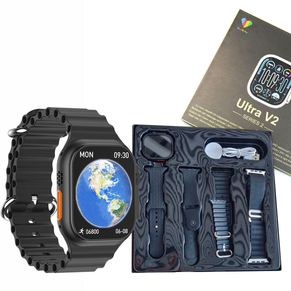 ULTRA V2 NEW FASHION 2.2 LARGE SCREEN WITH 4 STRAPS SMART WATCH WITH WEAR FIT PRO APP