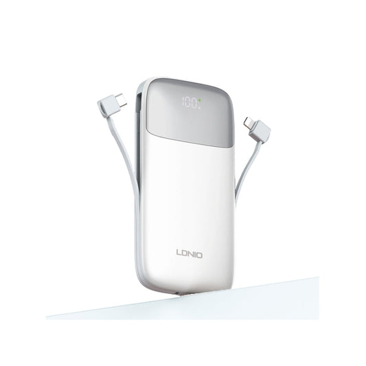 LDNIO PQ20 20000mAh Power Bank – Built-In Cable, Fast Charging & Portable Design