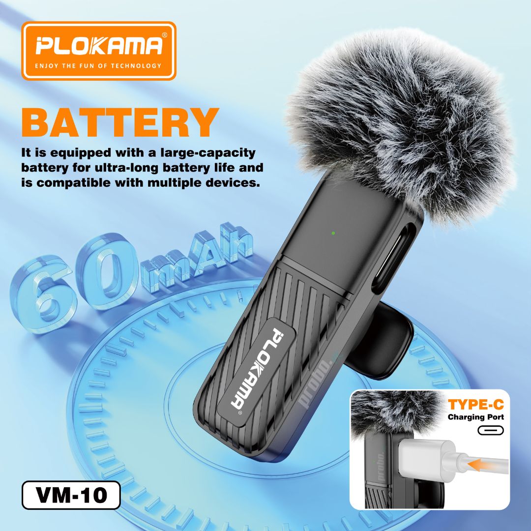 Plokama VM-10 Wireless Lavalier Microphone for Android & iPhone (Single)