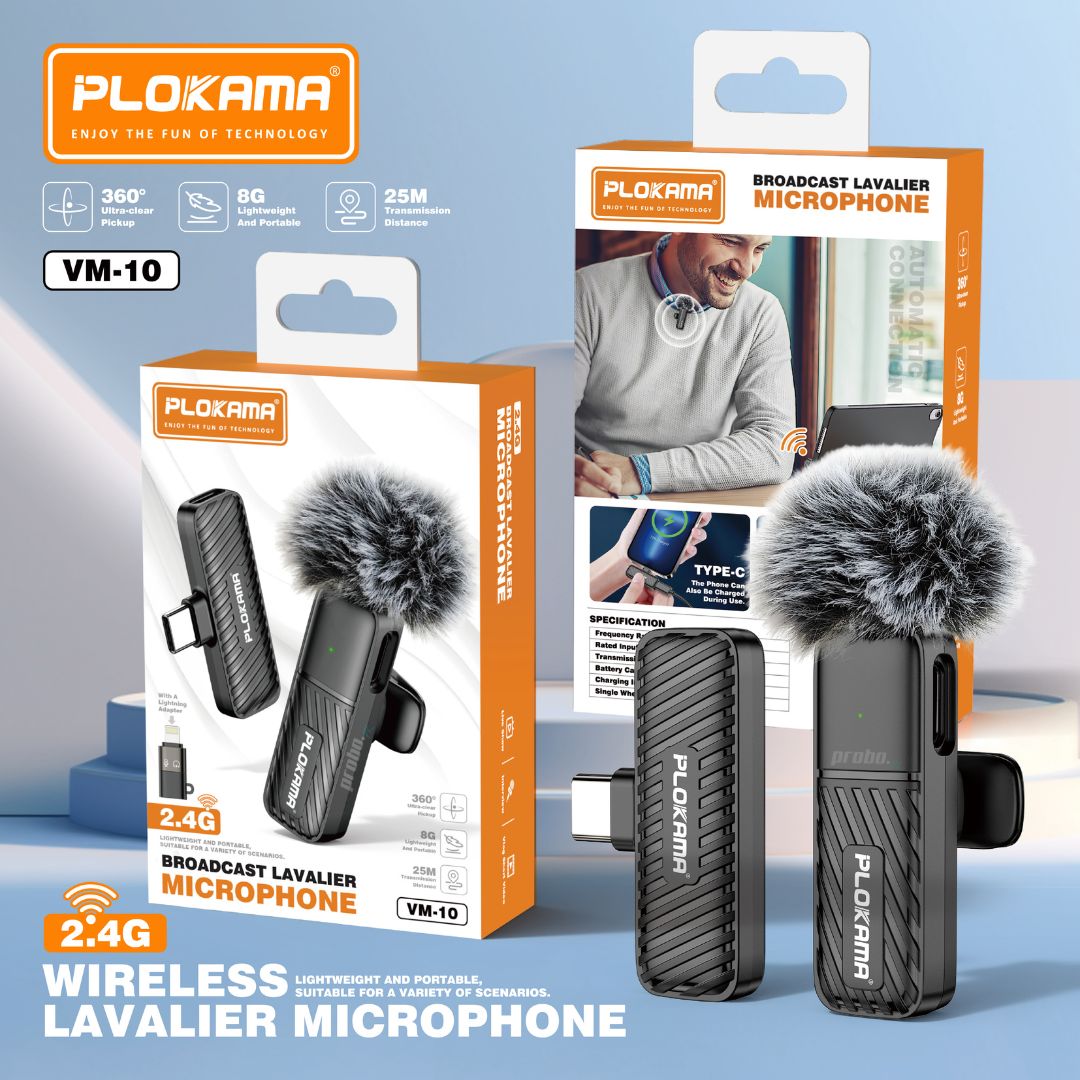 Plokama VM-10 Wireless Lavalier Microphone for Android & iPhone (Single)