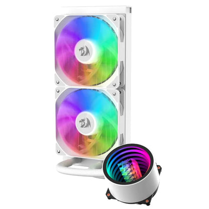 REDRAGON CCW-3011W White 240mm ARGB Liquid CPU Cooler – Dual 120mm Fans, Stylish White Design & Efficient Cooling