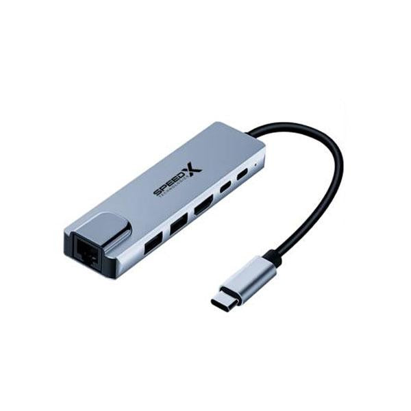 SPEED-X 6-in-1 Type-C Multi-Port Hub – 4K HDMI + USB 3.0 High-Speed Converter