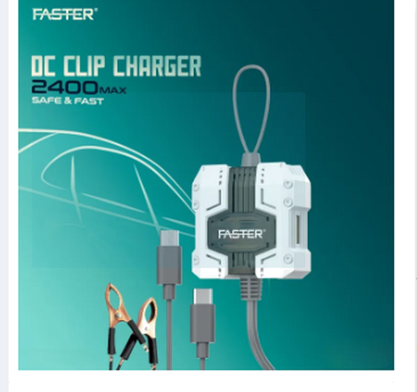 FASTER C2 Type-c & Micro DC CLIP CHARGER 2400MAX SAFE & FAST Solar Charger